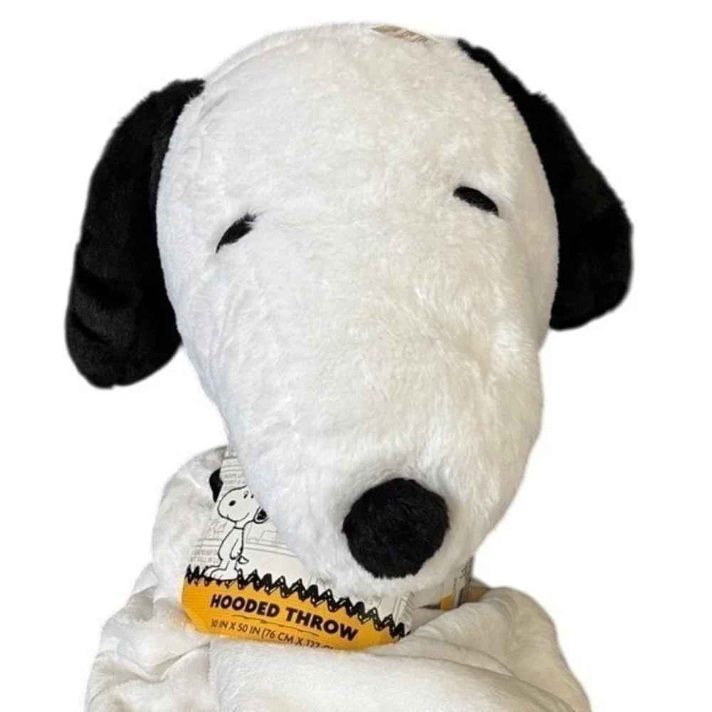 Peanuts Snoopy Hooded Throw Blanket - Black and White 30in x 50in NEW